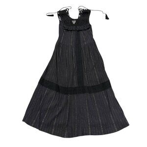 Women’s Maeve dress long sleeveless black/ gold threading cotton 2010s